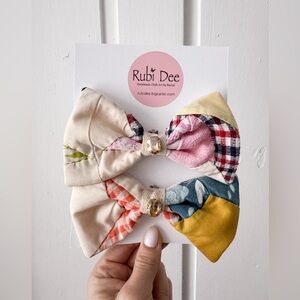 Handmade 🧵 🪡 Upcycled Quilted Bow Clips